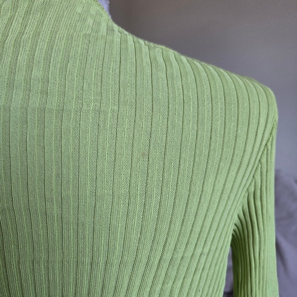 Philosophy Di Alberta Ferretti Sz 8 Ribbed Knit Yellow Stretch Cardigan Sweater - Picture 4 of 11